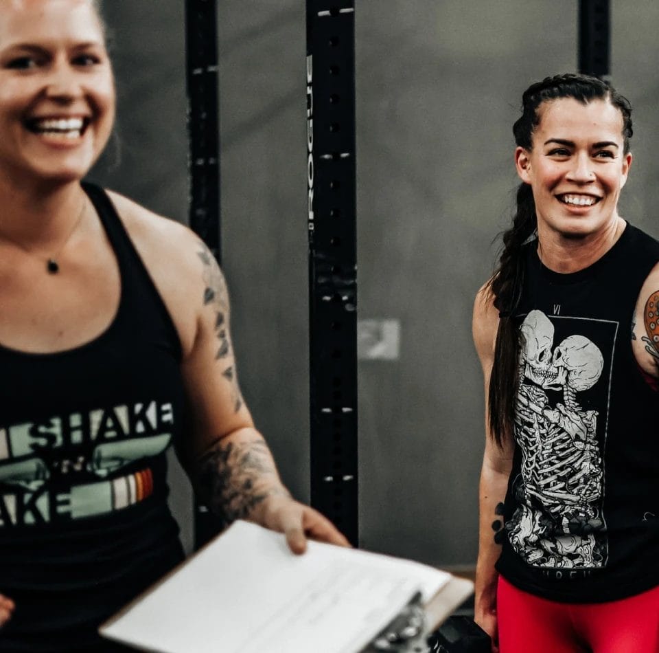 Women smiling on group training